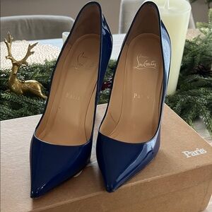 Christian Louboutin Pigalle 100 Navy Heels